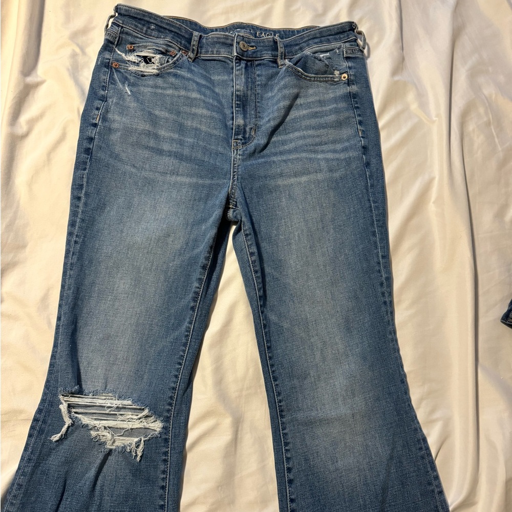 American eagle ripped flare jean